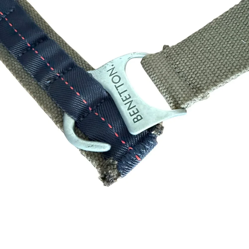United Colors Of Benetton Olive Canvas Belt Metal Hook Buckle 39